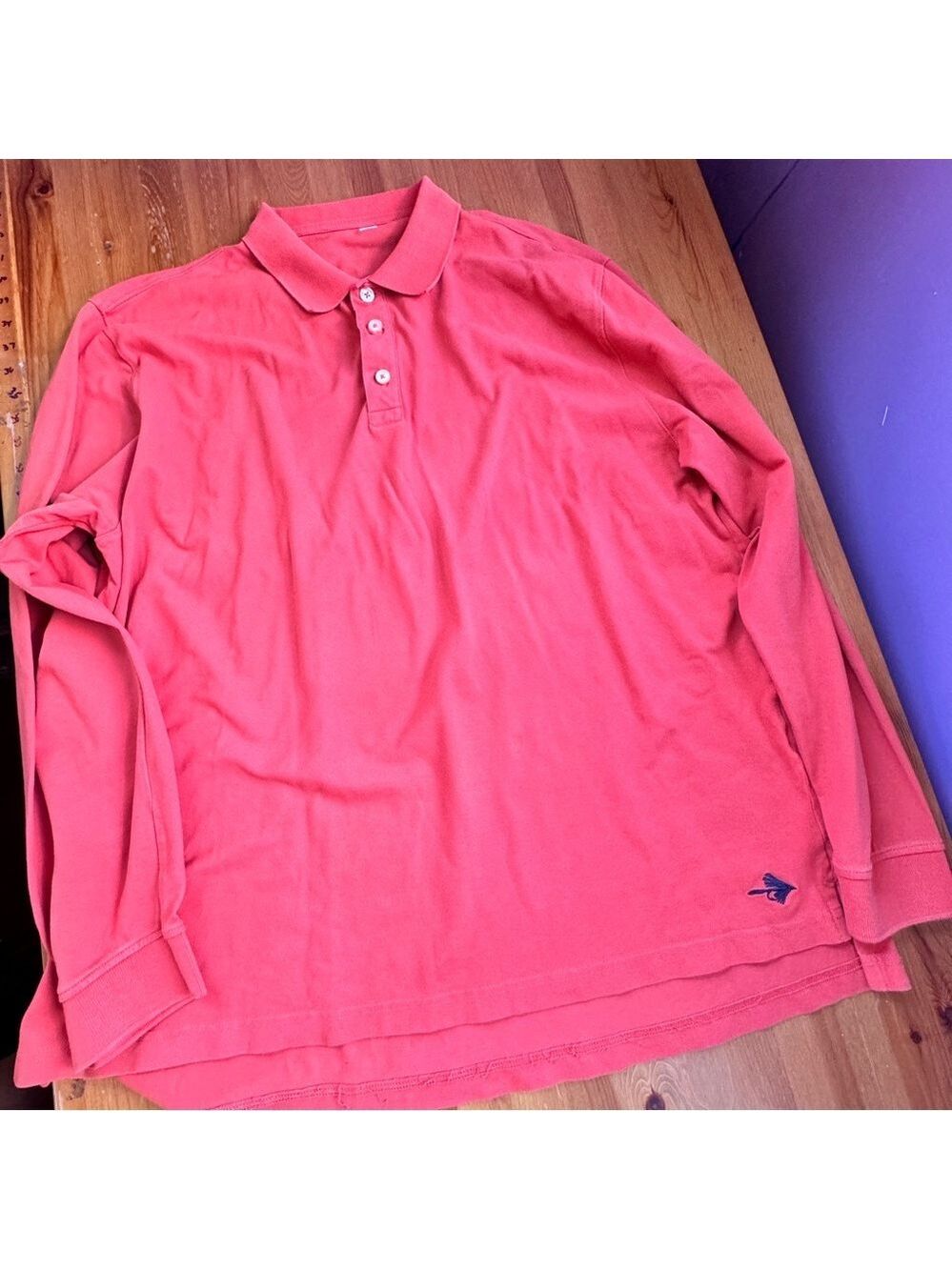 Orvis long sleeve polo shirt size xl burnt orange